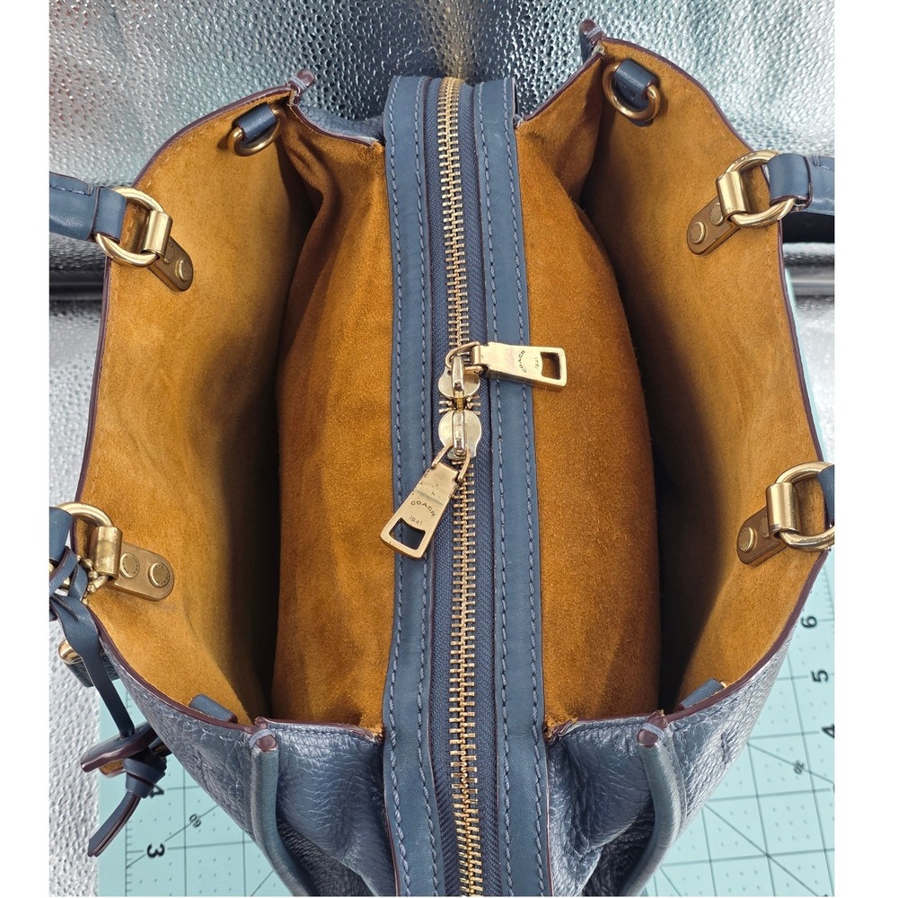 Coach 1941 Rogue 31 Dark Denim Blue Glovetanned Leather Bag 38124 - Picture 11 of 16